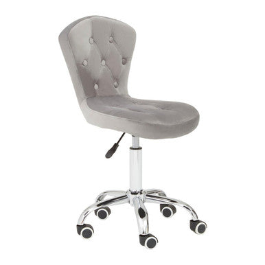 Fayth Office Chair | Grey Velvet Button Tufted Home Office Chair
