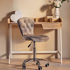 Fayth Office Chair | Grey Velvet Button Tufted Home Office Chair