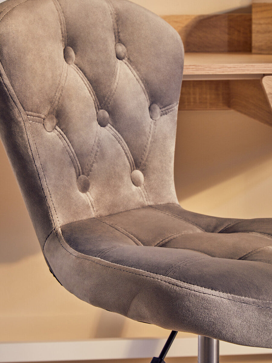 Fayth Office Chair | Grey Velvet Button Tufted Home Office Chair