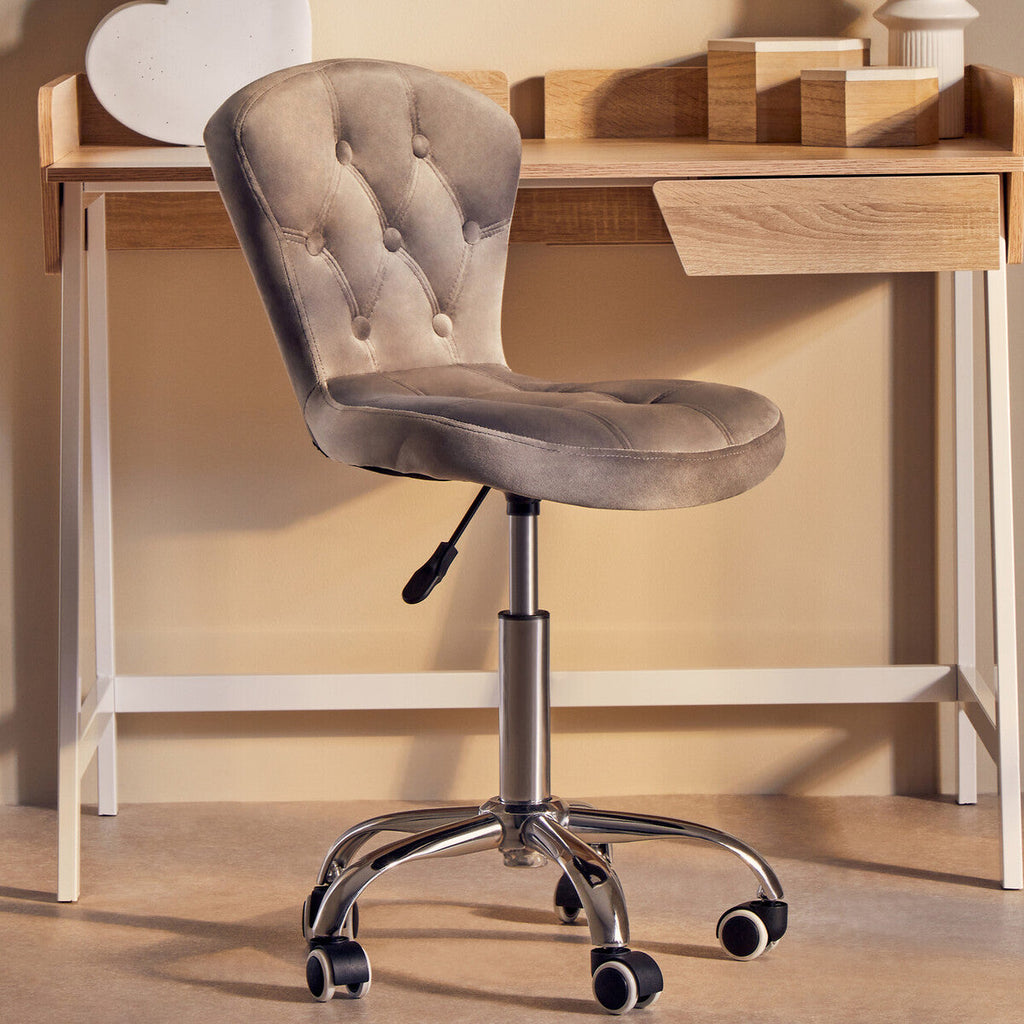Fayth Office Chair | Grey Velvet Button Tufted Home Office Chair