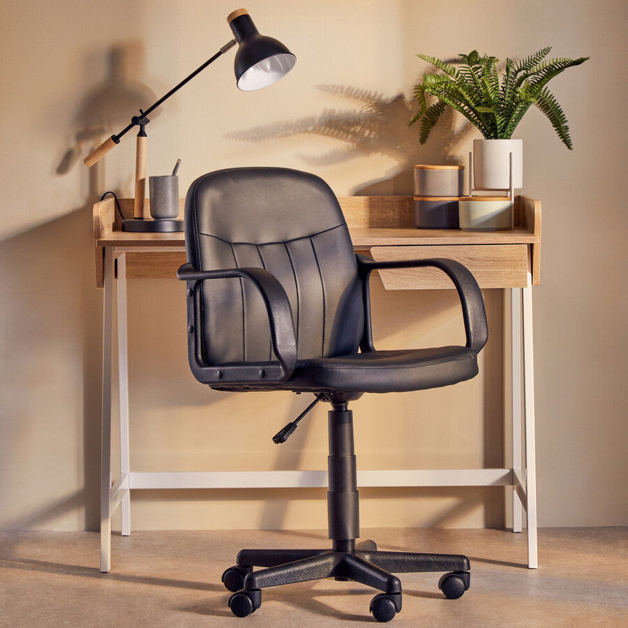 Flint Office Chair | Black Leather Effect Home Office Chair