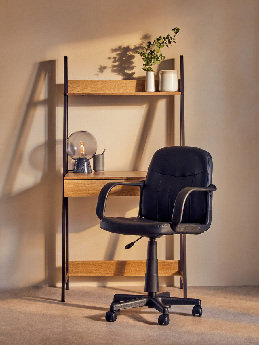 Flint Office Chair | Black Leather Effect Home Office Chair