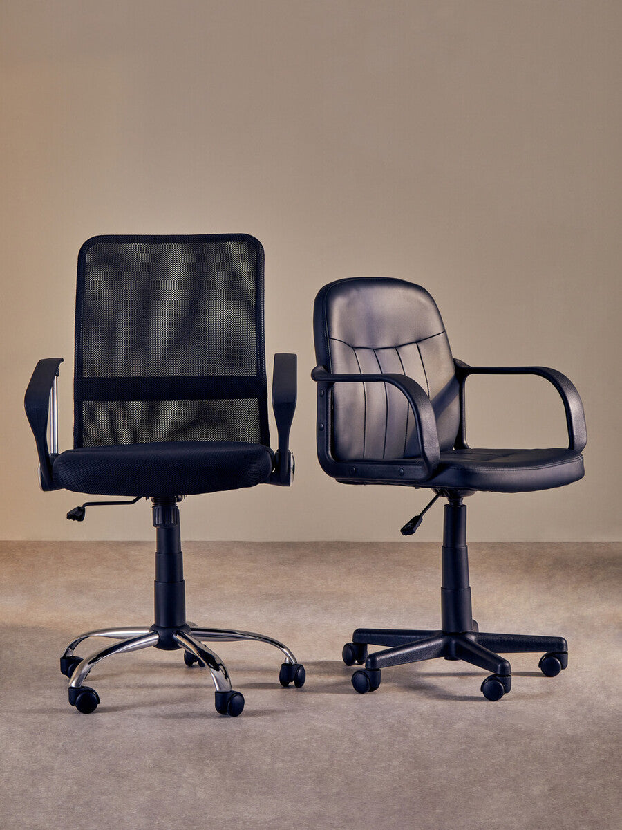 Flint Office Chair | Black Leather Effect Home Office Chair