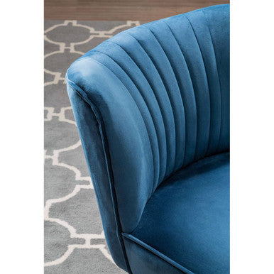 Regents Park Accent Chair | Blue Velvet Chair with Black Legs
