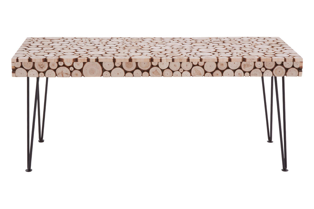 Lacuna Coffee Table | Fir Wood Mosaic Disc Coffee Table