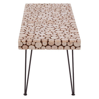 Lacuna Coffee Table | Fir Wood Mosaic Disc Coffee Table