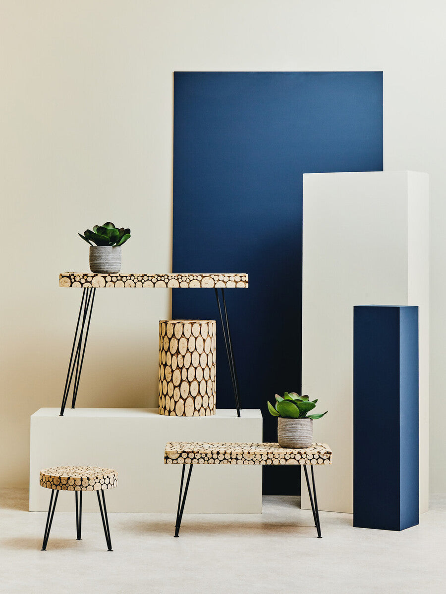 Lacuna Coffee Table | Fir Wood Mosaic Disc Coffee Table