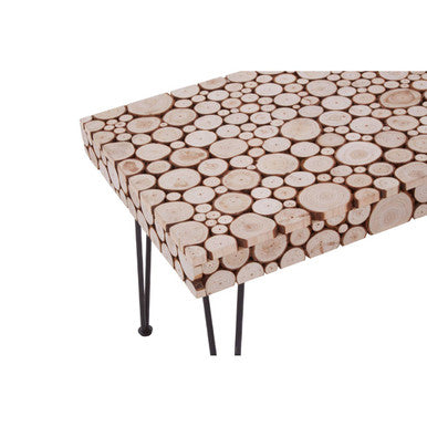 Lacuna Coffee Table | Fir Wood Mosaic Disc Coffee Table