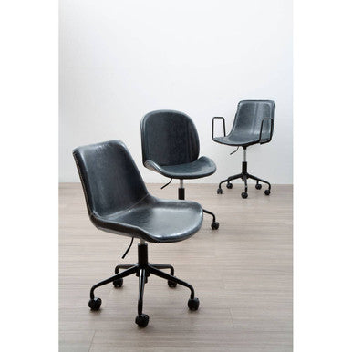 Branson Office Chair | Grey Leather Effect Home Office Chair