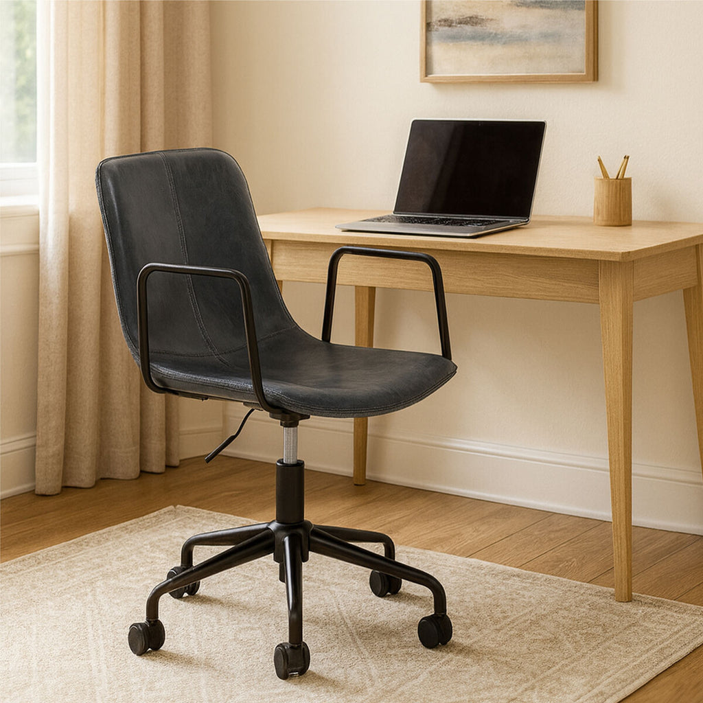 Branson Office Chair | Grey Leather Effect Home Office Chair