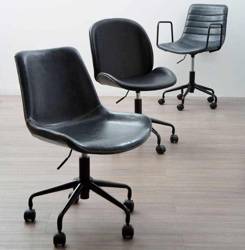 Clinton Office Chair | Black Leather Effect Home Office Chair