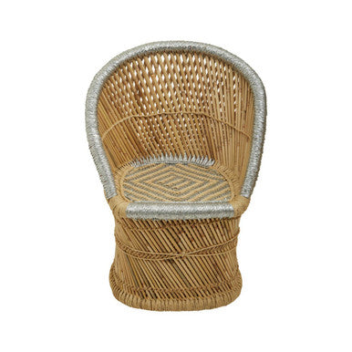 Rowan Chair & Stool Set | Natural and Grey Bamboo Chair and Stool Set