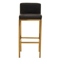 Baina Black Leather Effect Bar Chair with Gold Finish Base