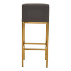 Baina Bar Chair | Dark Grey Leather Effect Bar Chair with Gold Finish Base