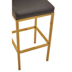 Baina Bar Chair | Dark Grey Leather Effect Bar Chair with Gold Finish Base