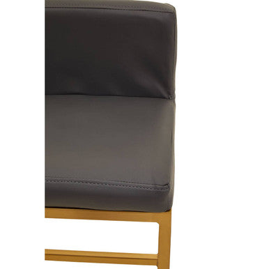 Baina Bar Chair | Dark Grey Leather Effect Bar Chair with Gold Finish Base