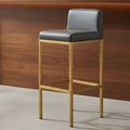 Baina Bar Chair | Dark Grey Leather Effect Bar Chair with Gold Finish Base