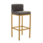 Baina Bar Chair | Dark Grey Leather Effect Bar Chair with Gold Finish Base