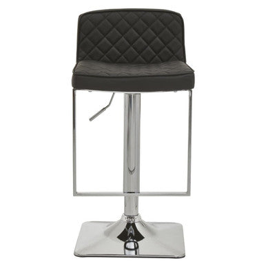 Baina Bar Chair | Black Leather Effect Adjustable Bar Chair with Chrome Finish Base