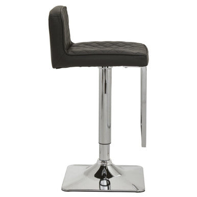Baina Bar Chair | Black Leather Effect Adjustable Bar Chair with Chrome Finish Base