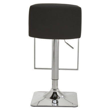 Baina Bar Chair | Black Leather Effect Adjustable Bar Chair with Chrome Finish Base