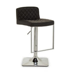 Baina Bar Chair | Black Leather Effect Adjustable Bar Chair with Chrome Finish Base