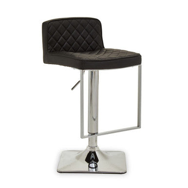 Baina Bar Chair | Black Leather Effect Adjustable Bar Chair with Chrome Finish Base
