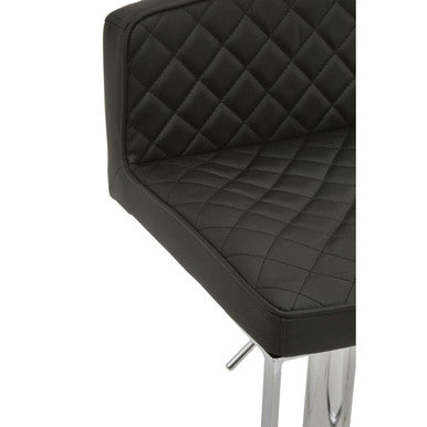 Baina Bar Chair | Black Leather Effect Adjustable Bar Chair with Chrome Finish Base
