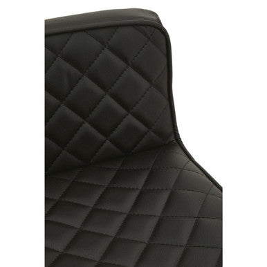 Baina Bar Chair | Black Leather Effect Adjustable Bar Chair with Chrome Finish Base