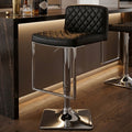 Baina Bar Chair | Black Leather Effect Adjustable Bar Chair with Chrome Finish Base