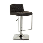 Baina Bar Chair | Black Leather Effect Adjustable Bar Chair with Chrome Finish Base