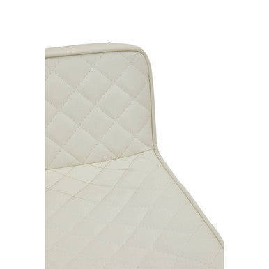 Baina Bar Chair | White Leather Effect Adjustable Bar Chair with Gold Square Base