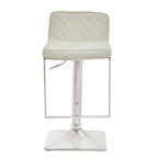 Baina Bar Chair | White Leather Effect Adjustable Bar Chair with Chrome Square Base