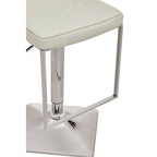 Baina Bar Chair | White Leather Effect Adjustable Bar Chair with Chrome Square Base