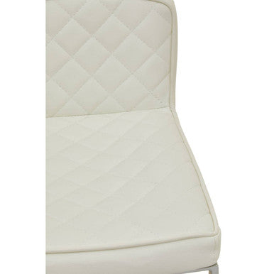 Baina Bar Chair | White Leather Effect Adjustable Bar Chair with Chrome Square Base