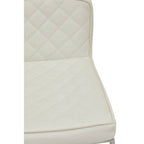 Baina Bar Chair | White Leather Effect Adjustable Bar Chair with Chrome Square Base