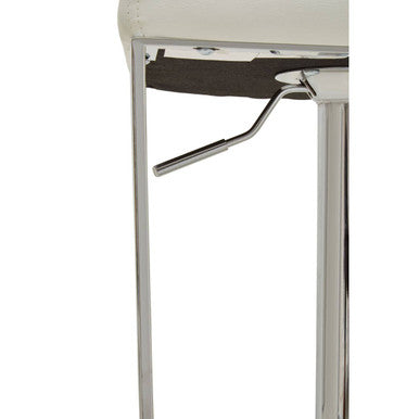 Baina Bar Chair | White Leather Effect Adjustable Bar Chair with Chrome Square Base