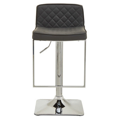 Baina Dark Grey Leather Effect Adjustable Bar Chair with Chrome Square Base