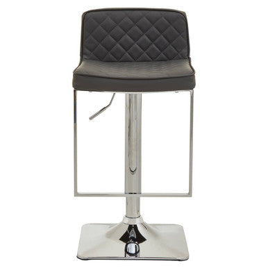 Baina Dark Grey Leather Effect Adjustable Bar Chair with Chrome Square Base