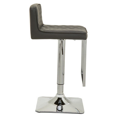 Baina Dark Grey Leather Effect Adjustable Bar Chair with Chrome Square Base