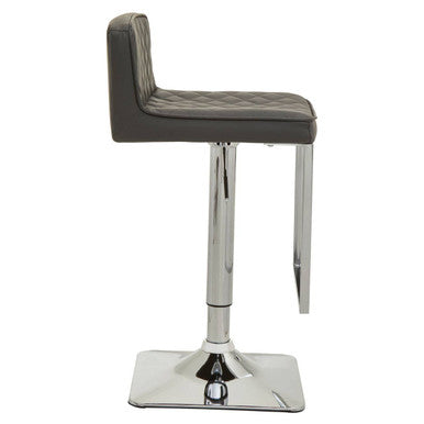 Baina Dark Grey Leather Effect Adjustable Bar Chair with Chrome Square Base