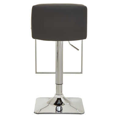 Baina Dark Grey Leather Effect Adjustable Bar Chair with Chrome Square Base