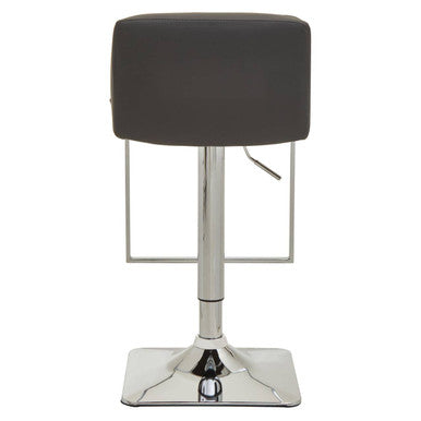 Baina Dark Grey Leather Effect Adjustable Bar Chair with Chrome Square Base