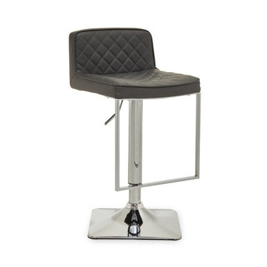 Baina Dark Grey Leather Effect Adjustable Bar Chair with Chrome Square Base