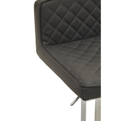 Baina Dark Grey Leather Effect Adjustable Bar Chair with Chrome Square Base