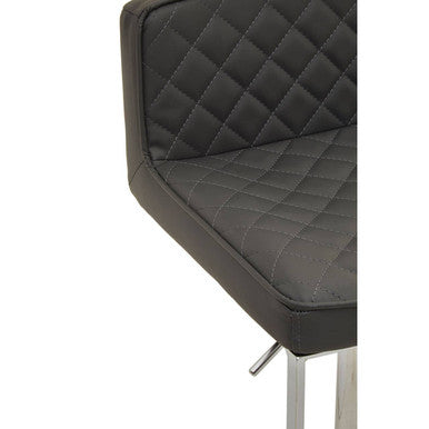 Baina Dark Grey Leather Effect Adjustable Bar Chair with Chrome Square Base
