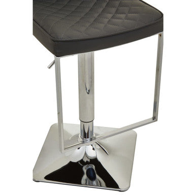 Baina Dark Grey Leather Effect Adjustable Bar Chair with Chrome Square Base
