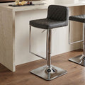 Baina Dark Grey Leather Effect Adjustable Bar Chair with Chrome Square Base