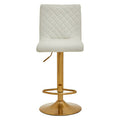 Baina Bar Chair | White Leather Effect Adjustable Bar Chair with Gold Finish Base