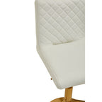 Baina Bar Chair | White Leather Effect Adjustable Bar Chair with Gold Finish Base